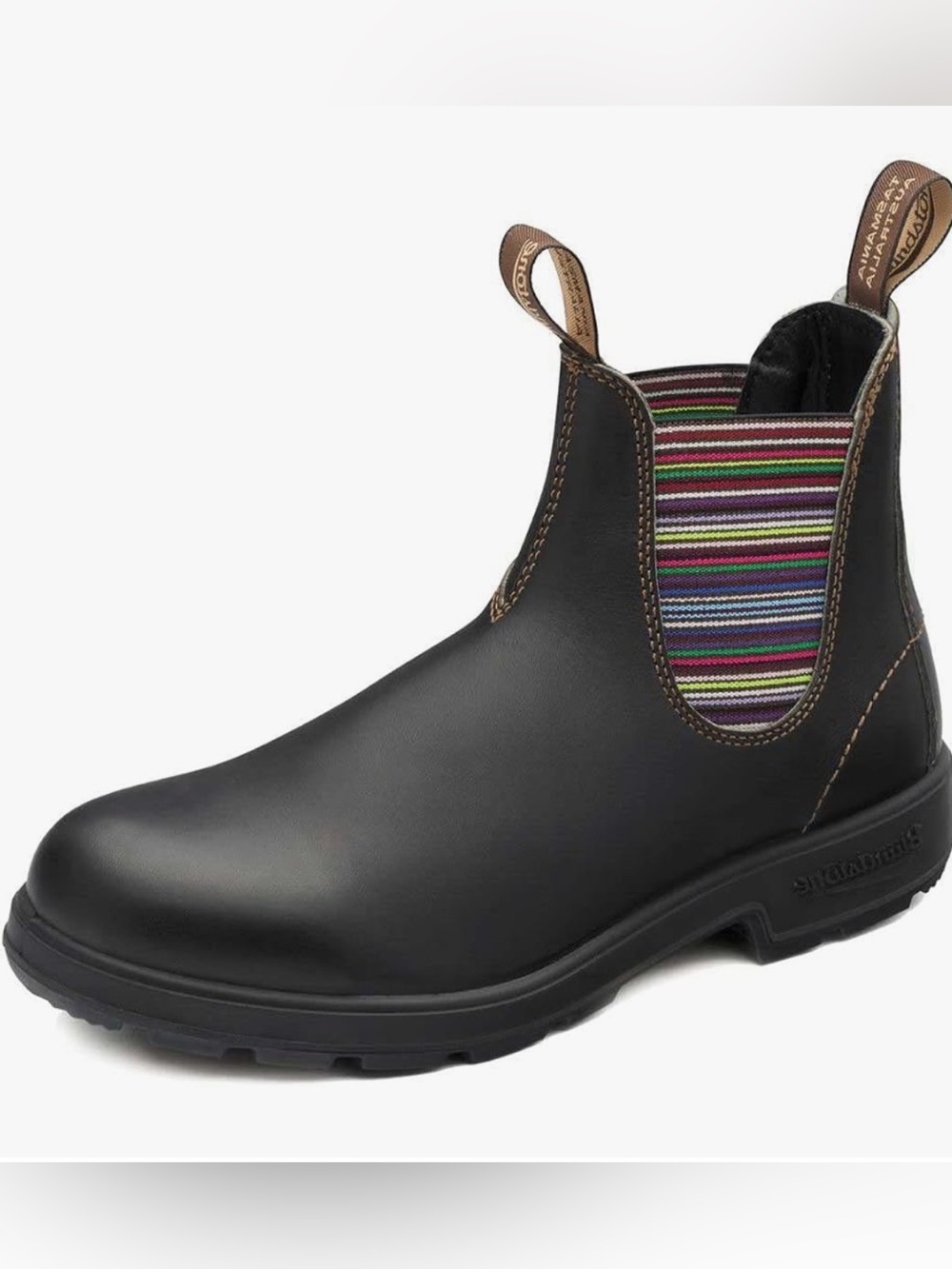 Blundstone Original 1409 Chelsea Boots, Stout Brown with Striped Elastic Size 5
